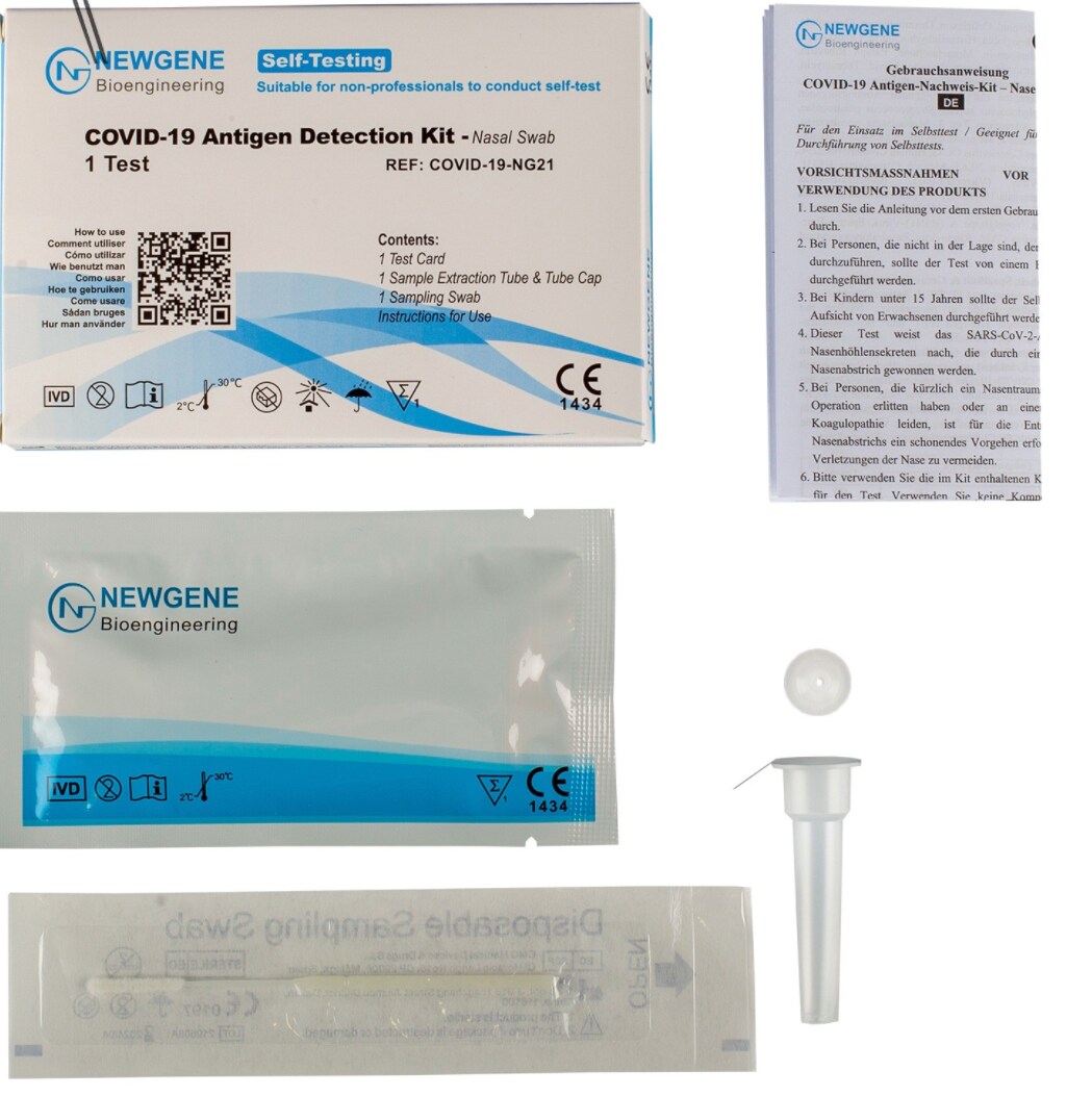 20x gene Antigen-Schnelltest Nasaltest Laien - 5er Box - Laientest COVID 19 - BfArM: AT1210/21 - CE1434 - Sehr hohe Sensitivität - PEI Evaluierung Image