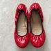 J. Crew Shoes | J Crew Authentic Snakeskin And Leather Flats Size 9 With Black Piping | Color: Red | Size: 9