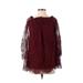 Forever 21 Casual Dress - Party: Burgundy Floral Dresses - Women's Size Small