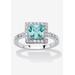 Women's Simulated Birthstone and Crystal Halo Ring in Sterling Silver by PalmBeach Jewelry in December (Size 8)