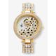 Women's Princess-Cut And Round Crystal Goldtone Leopard Fashion Watch 7.5" by PalmBeach Jewelry in Gold