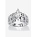 Women's Platinum over Silver Marquise Cut Engagement Ring by PalmBeach Jewelry in Cubic Zirconia (Size 11)