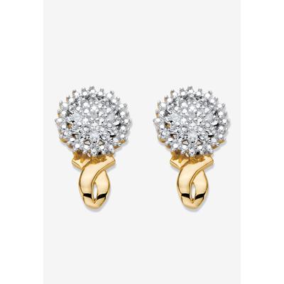 Women's Gold-Plated Cluster Button Earrings with Genuine Diamond Accent by PalmBeach Jewelry in Gold