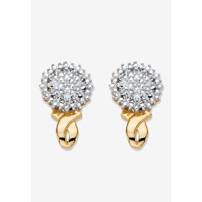 Women's Gold-Plated Cluster Button Earrings with Genuine Diamond Accent by PalmBeach Jewelry in Gold