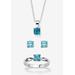 Women's 3-Piece Birthstone .925 Silver Necklace, Earring And Ring Set 18" by PalmBeach Jewelry in December (Size 4)