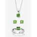 Women's 3-Piece Birthstone .925 Silver Necklace, Earring And Ring Set 18" by PalmBeach Jewelry in August (Size 4)