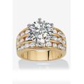 Women's Goldtone Round Cubic Zirconia Triple Row Engagement Ring by PalmBeach Jewelry in Cubic Zirconia (Size 10)