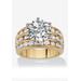 Women's Goldtone Round Cubic Zirconia Triple Row Engagement Ring by PalmBeach Jewelry in Cubic Zirconia (Size 10)