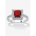 Women's Simulated Birthstone and Crystal Halo Ring in Sterling Silver by PalmBeach Jewelry in July (Size 9)