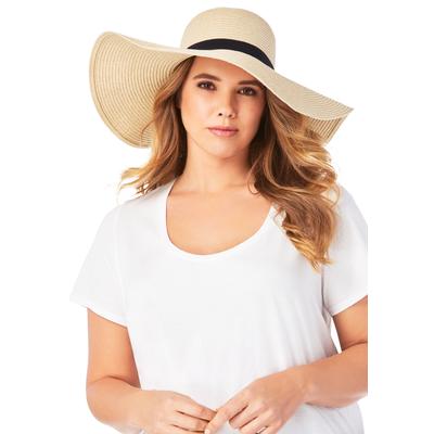 Plus Size Women's Wide Brim Straw Hat by Roaman's in Natural