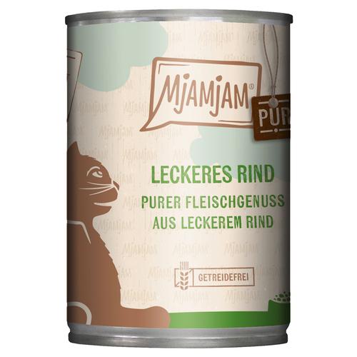 Sparpaket 24x400g MjAMjAM purer Fleischgenuss leckeres Rind pur Katzenfutter nass