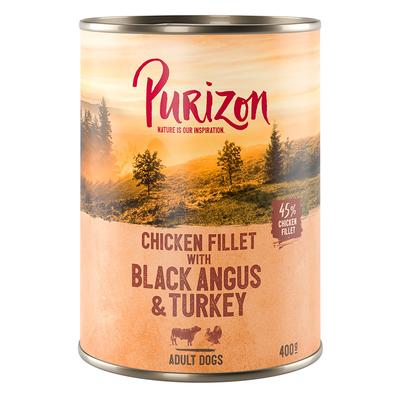 Sparpaket Purizon Original 24 x 400 g - Hühnerfilet mit Black Angus & Truthahn, Süßkartoffel und...