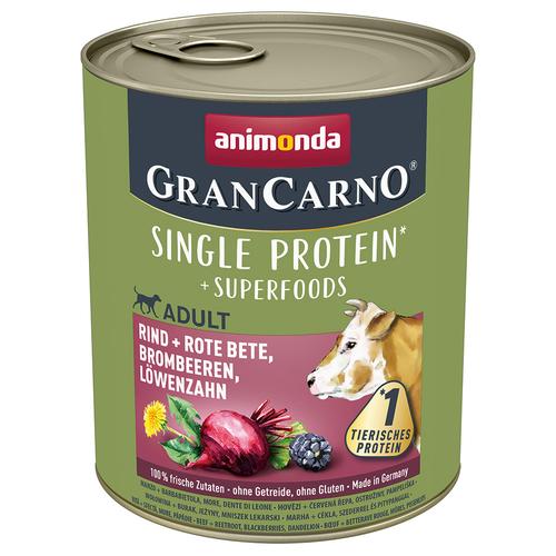 6 x 800 g animonda GranCarno Adult Superfoods Rind + Rote Bete, Brombeeren, Löwenzahn Hundefutter...