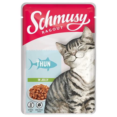 22x100g Schmusy Ragout in Jelly Thunfisch Katzenfutter nass