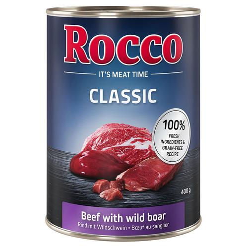 12x400g Classic Rind mit Wildschwein Rocco Hundefutter nass