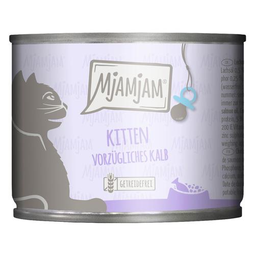 Sparpaket 24x200g MjAMjAM Kitten vorzügliches Kalb mit Lachsöl Katzenfutter nass