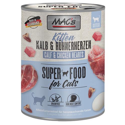 6x800g MAC's Cat Kitten (Kalb & Hühnerherzen) Katzenfutter nass