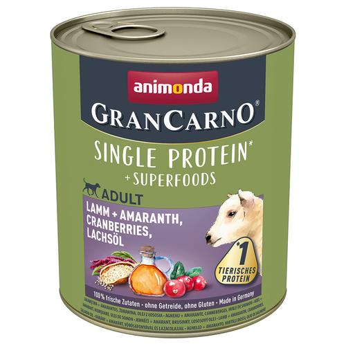 24 x 800 g animonda GranCarno Adult Superfoods Lamm + Amaranth, Cranberries, Lachsöl Hundefutter...