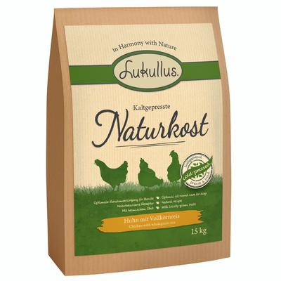 2x15 kg Lukullus kaltgepresste Naturkost Hundefutter trocken Huhn & Vollkornreis