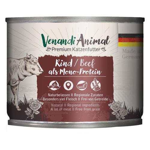 24x200g Venandi Animal Monoprotein Rind Katzenfutter nass