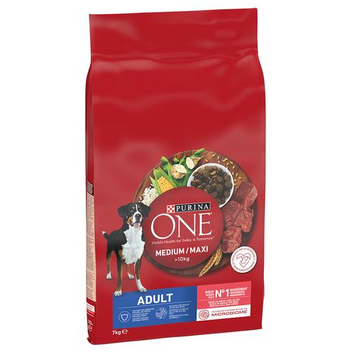 7kg PURINA ONE Medium/Maxi Adult Rind & Reis Hundefutter trocken