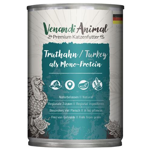 6x400g Venandi Animal Monoprotein Truthahn Katzenfutter nass