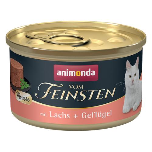 Sparpaket 24x85g animonda Vom Feinsten Adult Lachs + Geflügel Katzenfutter nass