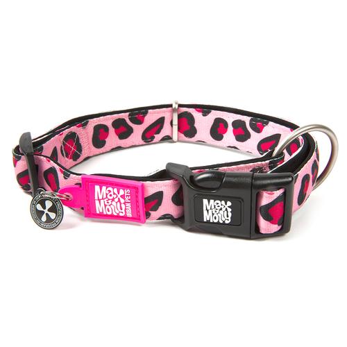 Max & Molly Smart ID Halsband Leopard Pink Größe XS: 22-35cm Halsumfang, B10mm Hund