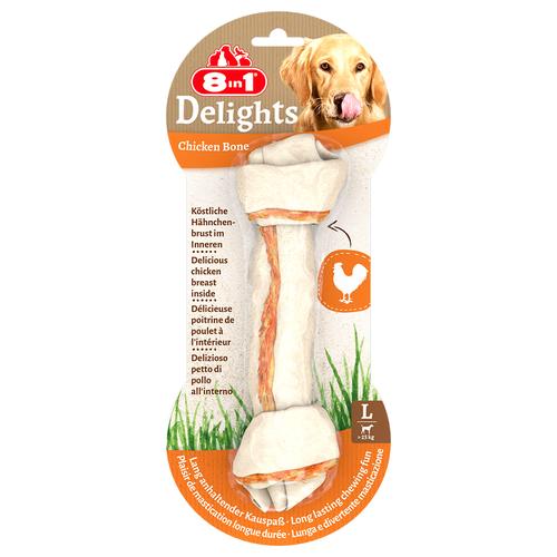 Sparpaket: 6x85g 8in1 Delights Kauknochen Huhn L (6 Stück) Hundesnacks