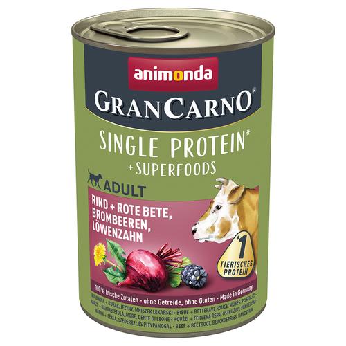 6 x 400 g animonda GranCarno Adult Superfoods Rind + Rote Bete, Brombeeren, Löwenzahn Hundefutter...