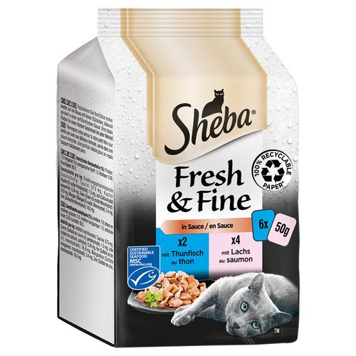 72x50g Fisch Variation Sparpaket Sheba Fresh & Fine Frischebeutel Nassfutter Katze