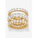 Women's Yellow Gold-Plated 3-Piece Stackable Ring by PalmBeach Jewelry in Cubic Zirconia (Size 10)