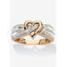 Women's Gold Over Silver Diamond Heart Promise Ring (1/10 Cttw) by PalmBeach Jewelry in Diamond (Size 6)