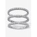 Women's 3-Piece Platinum-Plated Stackable Ring with Diamond Accent by PalmBeach Jewelry in White (Size 8)