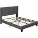 Yaheetech Upholstered Bed Frame with Wing Side Fabric Upholstered Bed with Headboard