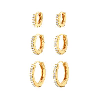 Elli PREMIUM - Creolen Zirkonia 3er Set 925 Silber rhodiniert 1 ct Damen Image