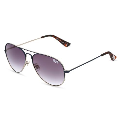 Superdry HERITAGE Unisex-Sonnenbrille Vollrand Pilot Metall-Gestell, blau