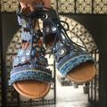 Jessica Simpson Shoes | Jessica Simpson Giada Girls Denim Boho Sandals | Color: Blue/Tan | Size: 11g