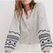 Madewell Tops | Madewell Top Round Neck Embroidered Puff Sleeve Striped White Navy Small | Color: Blue/White | Size: S