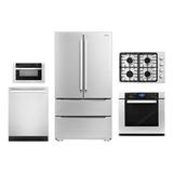 Cosmo 5 Piece Kitchen Package w/ French Door Refrigerator & 30" Gas Cooktop & Wall Oven, Stainless Steel | 69.88 H x 35.6 W x 29 D in | Wayfair