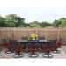 Canora Grey Elmfield 11-Piece Outdoor Dining Set In Navy Blue w/ 10 Swivel Rockers & A 60-In. X 84-In. Table | Wayfair