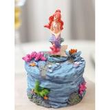 Trinx Annito Beautiful Mermaid Mergirl Sitting On Coral Rocks Figurine Resin in Blue/Pink | 3.25 H x 2.25 W x 2.25 D in | Wayfair