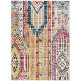 Blue/Orange 94 x 0.28 in Area Rug - Langley Street® Fleeman Moroccan Orange/Pink/Blue Area Rug Polypropylene | 94 W x 0.28 D in | Wayfair