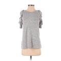 Ann Taylor LOFT Short Sleeve Top Gray Cold Shoulder Tops - Women's Size X-Small