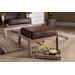 Baxton Studio Sigrid Mid-Century Modern Dark Brown Faux Leather Effect Fabric Upholstered Antique Oak Finished Wood Ottoman - Wholesale Interiors Sigrid-Dark Brown/Antique Oak-Otto