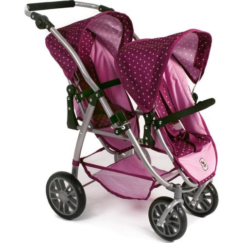 Tandem-Buggy Puppenzwillingswagen VARIO, Dots Bombeere beige