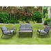 Outdoor Patio 5-Piece Furniture Set Metal Loveseat Rocker Chairs Set with Table & Cushions