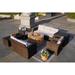 7-Piece Outdoor Rattan Conversation Sofa Set with Fire Pit Table