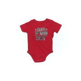 OshKosh B'gosh Short Sleeve Onesie: Red Print Bottoms - Size 18 Month