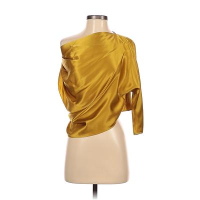 Michelle Mason Long Sleeve Silk Top Gold Solid One Shoulder Tops - Used - Size 0